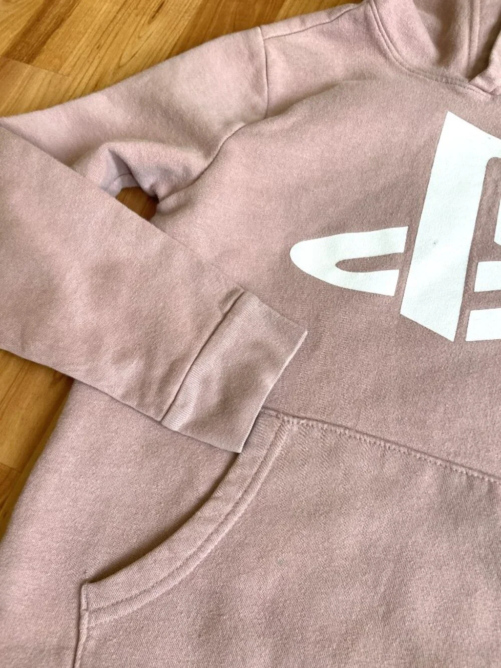 Old Navy Playstation Hoodie Large (10-12) pale salmon with white graphic